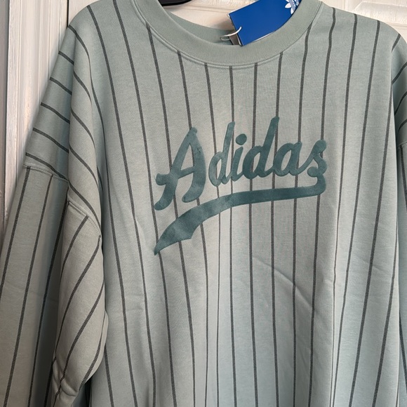 Adidas mint and striped crewneck sweater NWT L - Picture 2 of 8